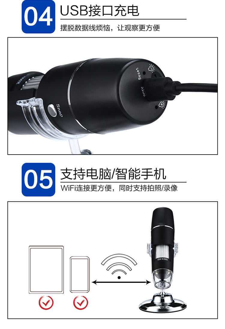 Tech-Enhanced Portable WiFi Digital Microscope – 1000x Magnification for Precision Repairs & Electronics Inspection