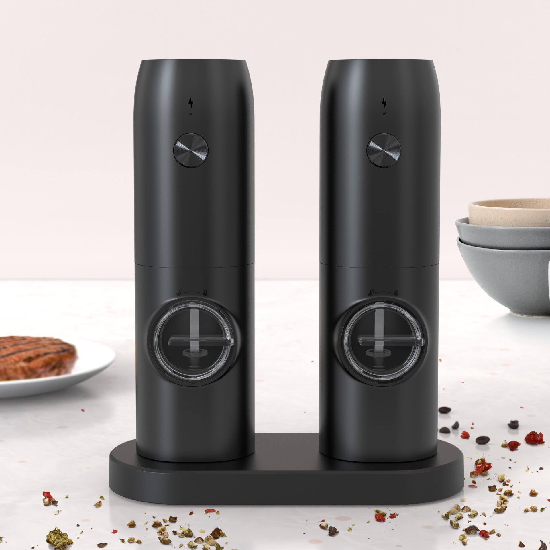 Rechargeable Electric Pepper Grinder - Gravity Sensor & Spice Mill